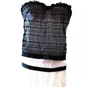 La Perla Black & White Lace Corset Formal Prom Top